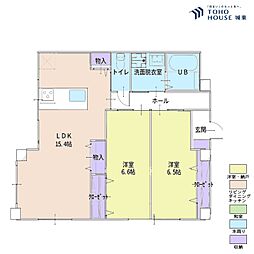 サンハイム駒込 2LDKの間取図画像