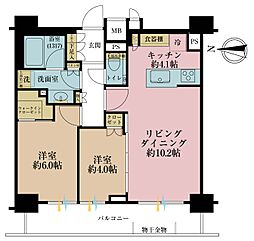 ブランズ文京本郷一丁目 2LDKの間取図画像