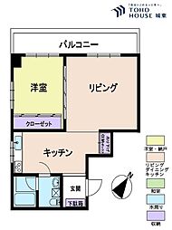リレント第2三ノ輪 1LDKの間取図画像