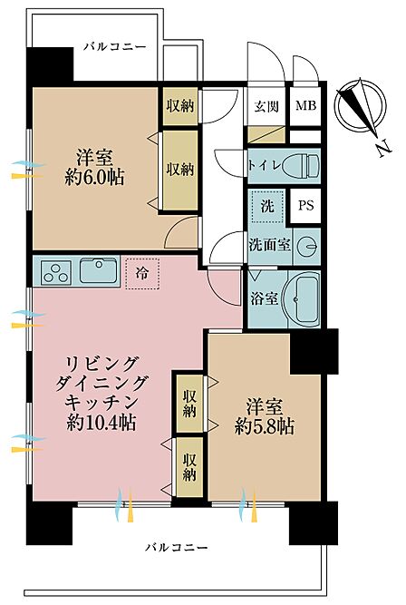 2LDK 間取り