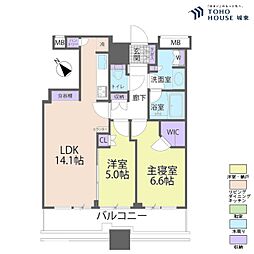 シティタワー池袋 2LDKの間取図画像