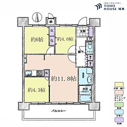 レックス北千住 3LDKの間取図画像