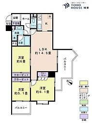 東急ドエルデュアルコート川口ウエストビュー 3LDKの間取図画像