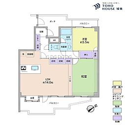 ヴィルヌーブ一之江 2LDKの間取図画像