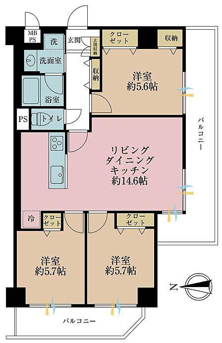 3LDK 間取り