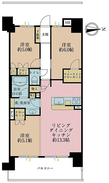 3LDK 間取り