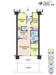 THEパームス戸田マスターグレイス 2SLDKの間取図画像