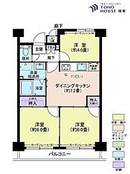 金町ハイツ 3DKの間取図画像