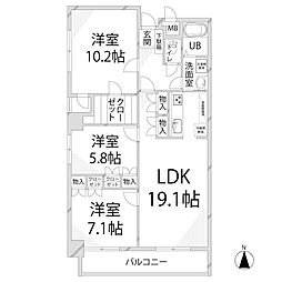 グランドビュー島本 3LDKの間取図画像