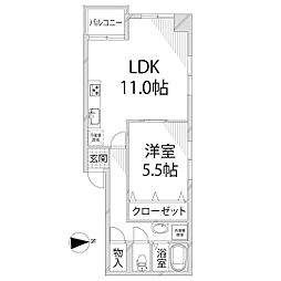 グランヴェール南車崎 1LDKの間取図画像