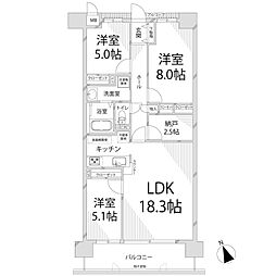 キャッスルコート飾磨 3SLDKの間取図画像
