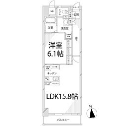 キャッスルコート博労町 1LDKの間取図画像