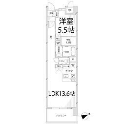 キャッスルコート神田町 1LDKの間取図画像