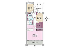 グリーンコート海老名3番館 2LDKの間取図画像