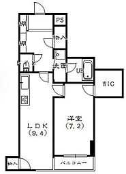 スリーツリーズ 4階1LDKの間取り