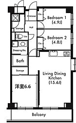 プライムアーバン武蔵小杉comodo 5階3LDKの間取り