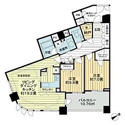 ライオンズステージ目黒本町 5階2LDKの間取り