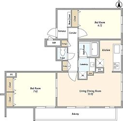 RESTA目黒 1階2LDKの間取り
