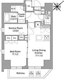 The glow Mita 10階1SLDKの間取り