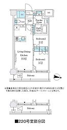 JR横須賀線 西大井駅 徒歩7分の賃貸マンション 2階2LDKの間取り