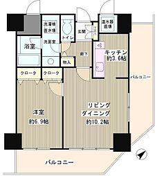 トレステージ目黒 6階1LDKの間取り