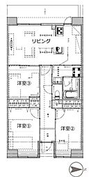 アクティ目黒駅前2号棟 7階3LDKの間取り