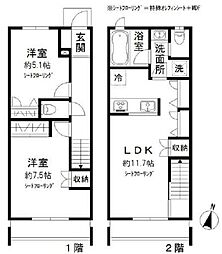 タウンハウス八雲 2LDKの間取り