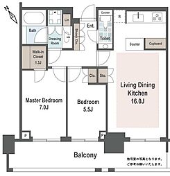 パークコート六本木ヒルトップ 14階3LDKの間取り