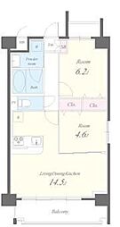 モンテジョア 7階2LDKの間取り