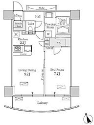 パークフラッツ芝浦 5階1LDKの間取り