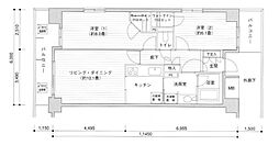 プライムアーバン目黒リバーフロント 7階2LDKの間取り