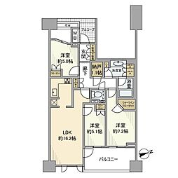 The目黒桜レジデンス 5階3LDKの間取り