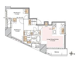 ブランシエスタ白山 9階2LDKの間取り