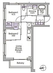 イプセ白金台 2階2LDKの間取り