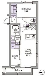 イプセ白金台 5階2LDKの間取り