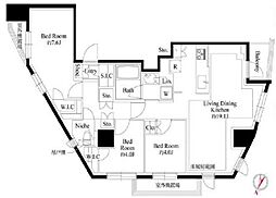 343レジデンス目黒II 3階3LDKの間取り