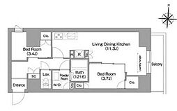 コンフォリア・リヴ南品川 6階2LDKの間取り