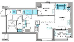 ブラウ大森 6階2LDKの間取り