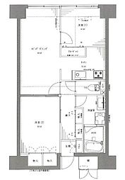 レジディア芝浦 12階2LDKの間取り