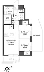 ブランシエスタ品川大井町パークエッジ 5階2LDKの間取り
