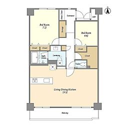 グランハイツ池尻 2LDKの間取図画像