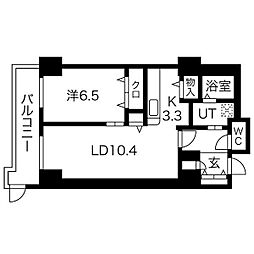 シティコート目黒4号棟 1LDKの間取図画像
