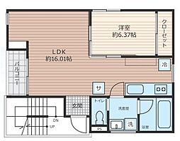 SCENE.Meguro Sauna Residence 1LDKの間取図画像