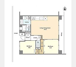 HF大森町レジデンス 2LDKの間取図画像