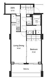 パークキューブ目黒タワー 1LDKの間取図画像
