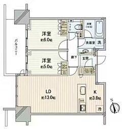 ブランズタワー芝浦 2LDKの間取図画像
