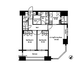 パークアクシス白金台 2LDKの間取図画像