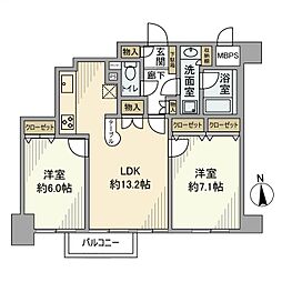 日神パレステージ西麻布 2LDKの間取図画像
