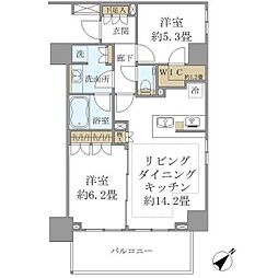 ザ・パークハウスアーバンス東五反田 2LDKの間取図画像