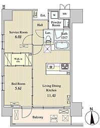 ザ・マグノリアガーデン恵比寿 1SLDKの間取図画像